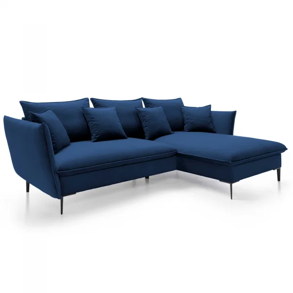 Divano letto angolare destro 3 posti 258x167cm tessuto blu Lushify