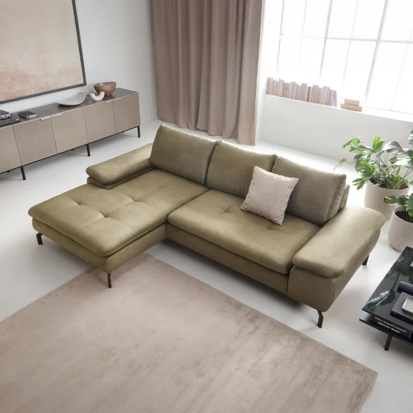 Divano letto angolare sinistra 3 posti 265x170cm tessuto beige Chillax