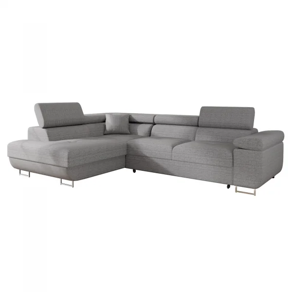 Divano letto angolare sinistra 4 posti 274x203cm imbottito grigio Bormio