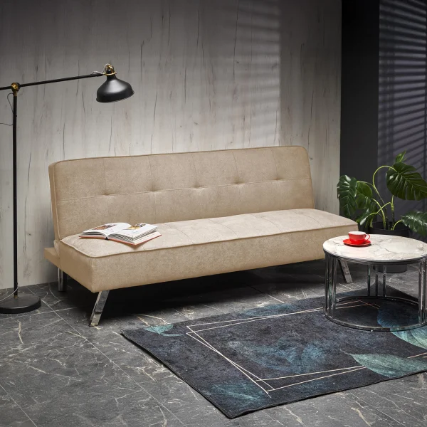 Divano letto pieghevole 173x83cm 3 posti moderno in tessuto beige Veliero