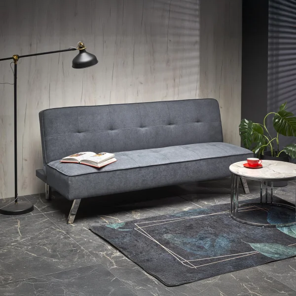 Divano letto pieghevole 173x83cm 3 posti moderno in tessuto grigio Veliero