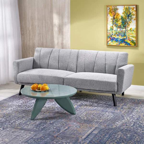 Divano letto reclinabile 3 posti 200x55cm grigio nero Aron