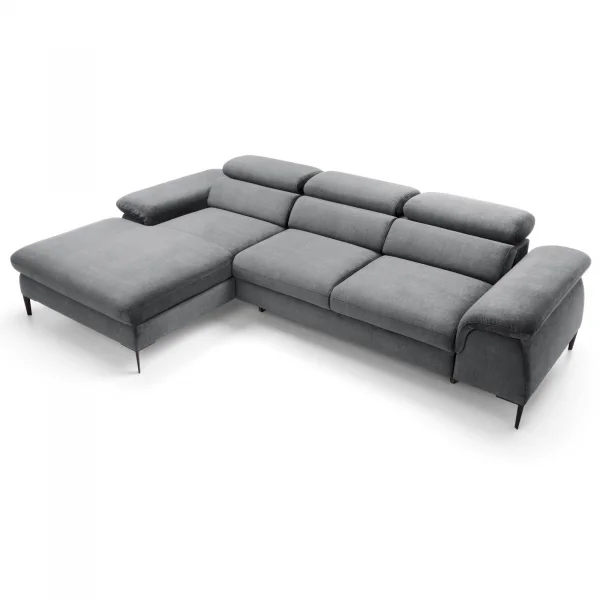 Divano letto regolabile angolare sinistra 4 posti 288x182cm tessuto grigio chiaro Loungey