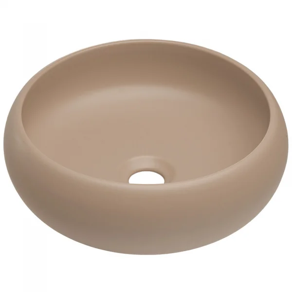 Lavabo bagno da appoggio 36x36cm ceramica beige cappuccino Roll
