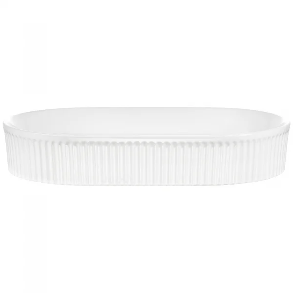 Lavabo bagno da appoggio 48x33cm ceramica bianco cannettato Griffy