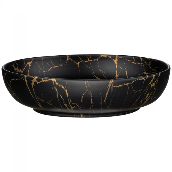 Lavabo bagno da appoggio 52x40cm ceramica nero oro Limpid