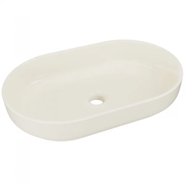 Lavabo bagno da appoggio 55x35cm ceramica avorio Longy