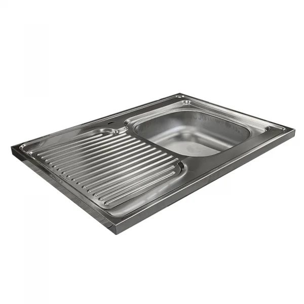 Lavello da appoggio 80x60 cm 1 vasca a destra acciaio inox con gocciolatoio Kendra