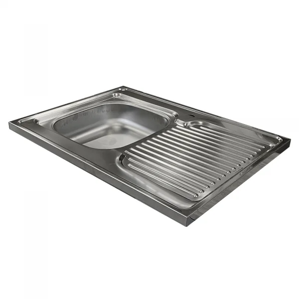 Lavello da appoggio 80x60 cm 1 vasca a sinistra acciaio inox con gocciolatoio Kendra