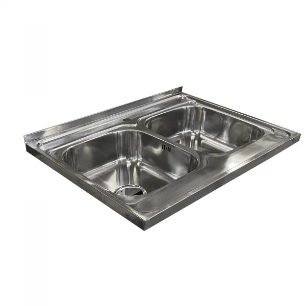 Lavello da appoggio 80x60 cm 2 vasche acciaio inox Marlow