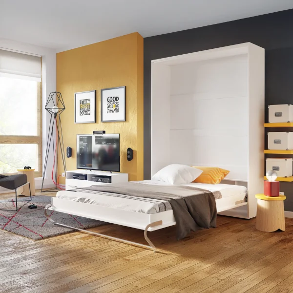 Letto a scomparsa verticale 120x200 cm una piazza e mezza bianco Chimera