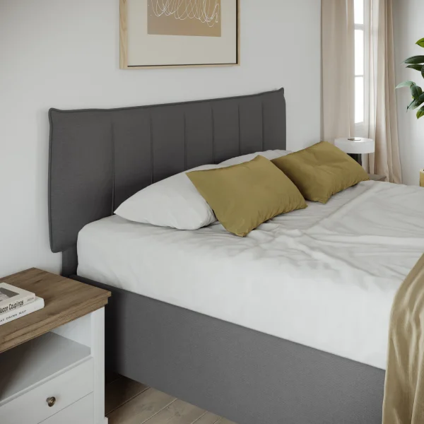 Letto matrimoniale 160x195cm con contenitore imbottito antracite Auden
