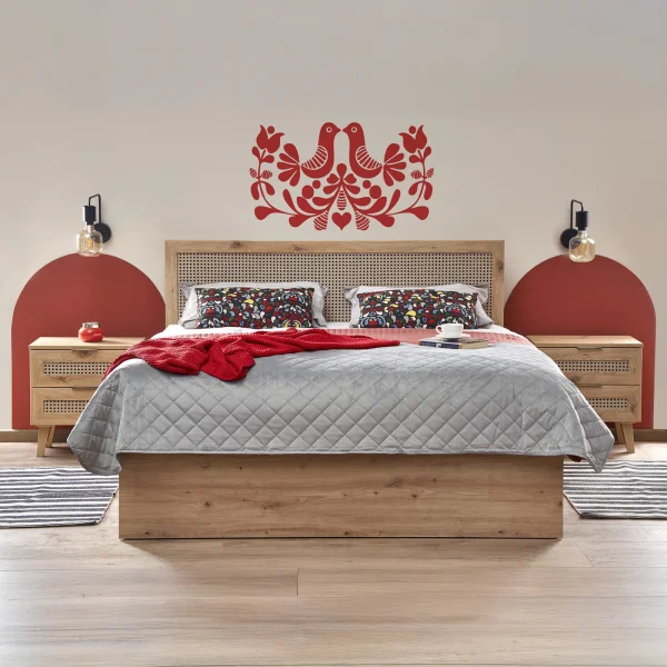 Letto matrimoniale 160x200cm con cassetti contenitore moderno rovere nero Sombra