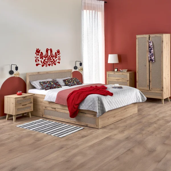 Letto matrimoniale 160x200cm con cassetti contenitore moderno rovere nero Sombra