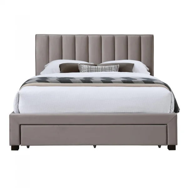 Letto matrimoniale 160x200cm imbottito con cassettoni beige Lux
