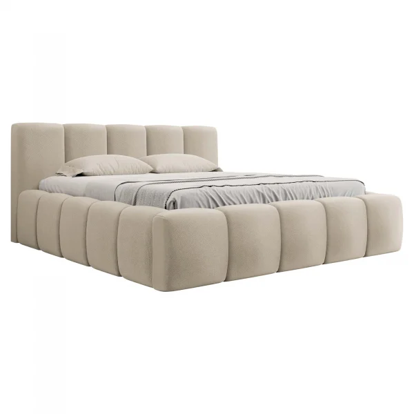 Letto oversize 180x200cm con rete contenitore imbottito beige Aluna