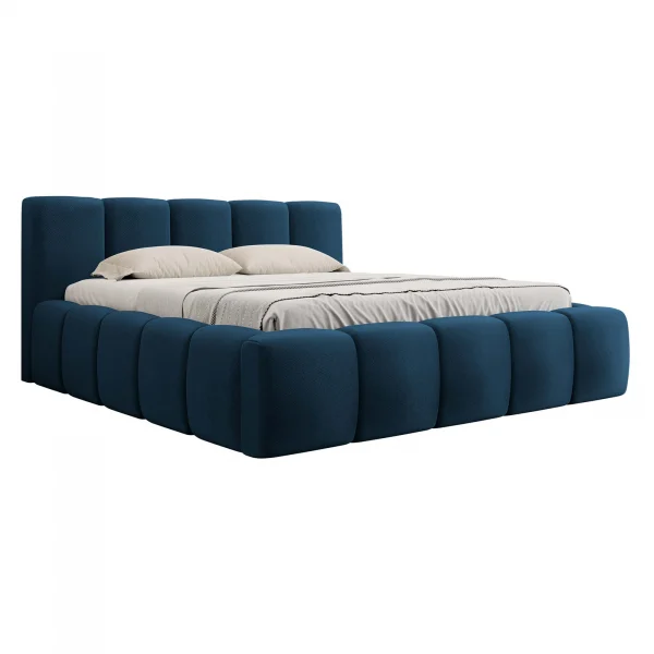 Letto oversize 180x200cm con rete contenitore imbottito blu Aluna
