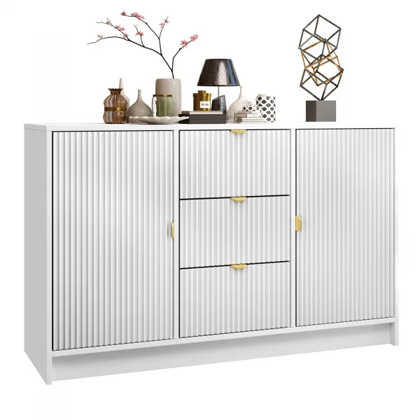 Madia 118x75h cm 2 ante 3 cassetti cannettato bianco Athena