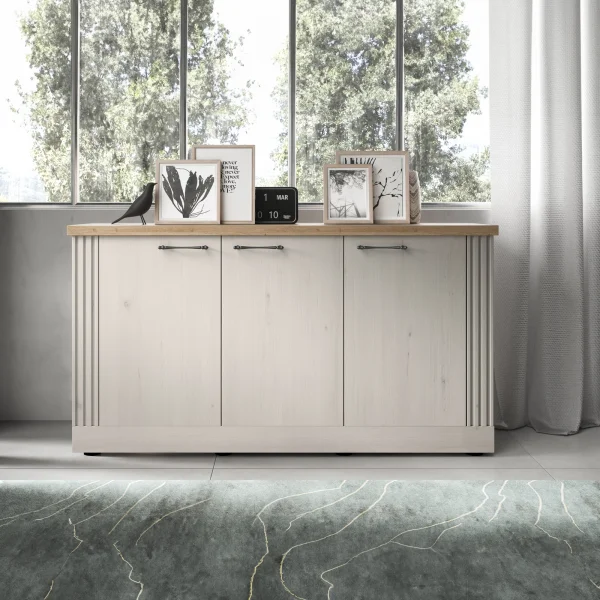Madia 164x88h cm 3 ante moderna rovere bianco frassinato Doria