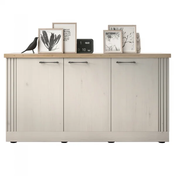 Madia 164x88h cm 3 ante moderna rovere bianco frassinato Doria