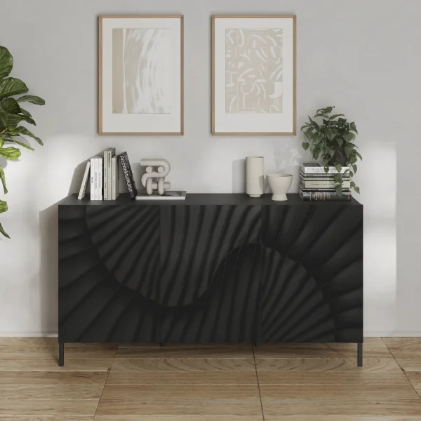 Madia 181x95h cm 3 ante serigrafate moderna antracite Grafea