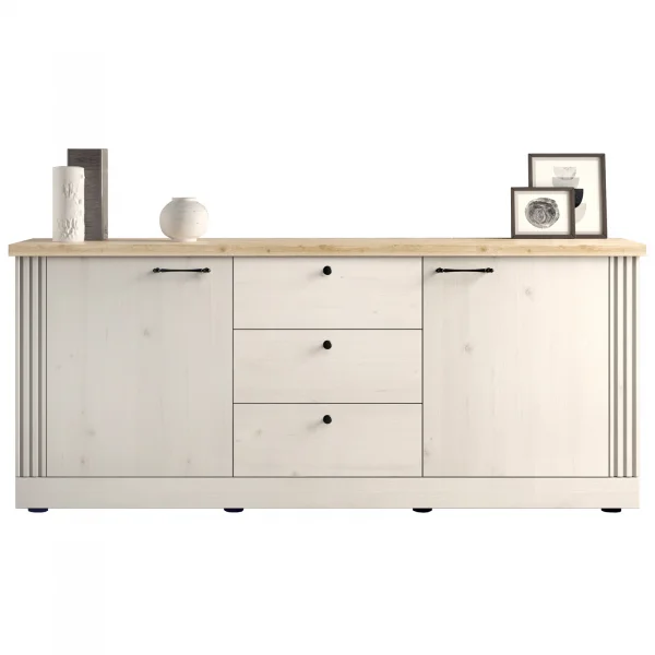 Madia 211x88h cm 2 ante 3 cassetti rovere bianco frassinato Doria