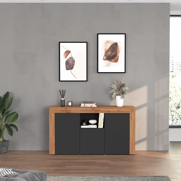Set Naturale Credenza-Mobile Tv Rovere/Nero | Leroy Merlin Set Naturale Credenza-Mobile Tv Rovere/Nero | Leroy Merlin