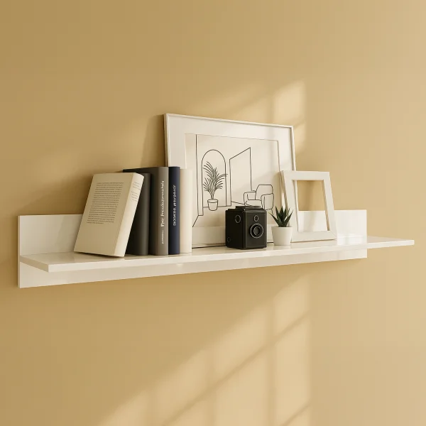 Mensola 138x17h cm da parete moderna soggiorno bianco lucido Candor
