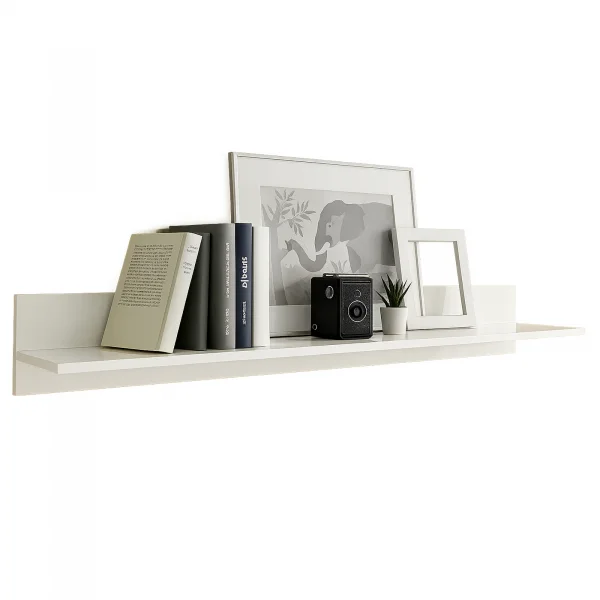 Mensola 138x17h cm da parete moderna soggiorno bianco lucido Candor