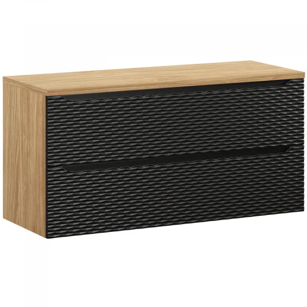 Mobile bagno sospeso 120cm 2 cassetti nero rovere Swim