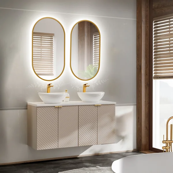 Mobile bagno sospeso 120cm 4 ante beige cashmere Neutry