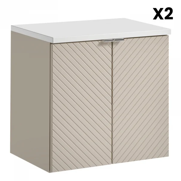 Mobile bagno sospeso 120cm 4 ante beige cashmere Neutry
