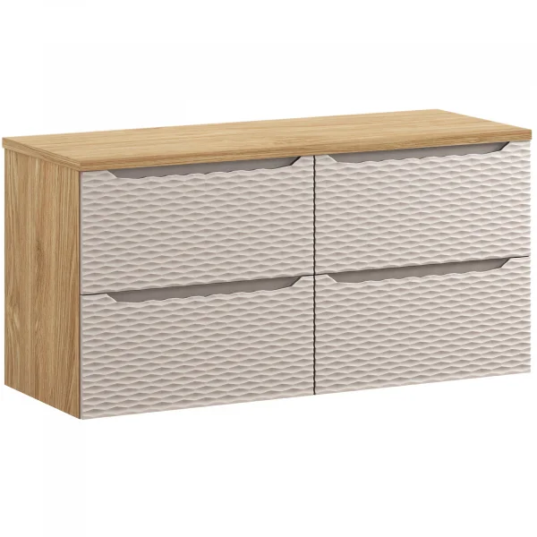 Mobile bagno sospeso 120cm 4 cassetti beige rovere Swim