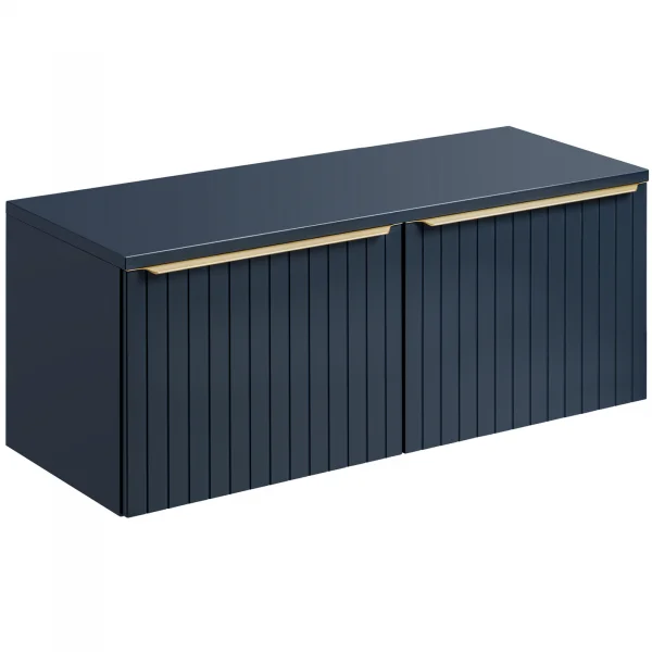 Mobile bagno sospeso 120cm 4 cassetti fresato blu Serif