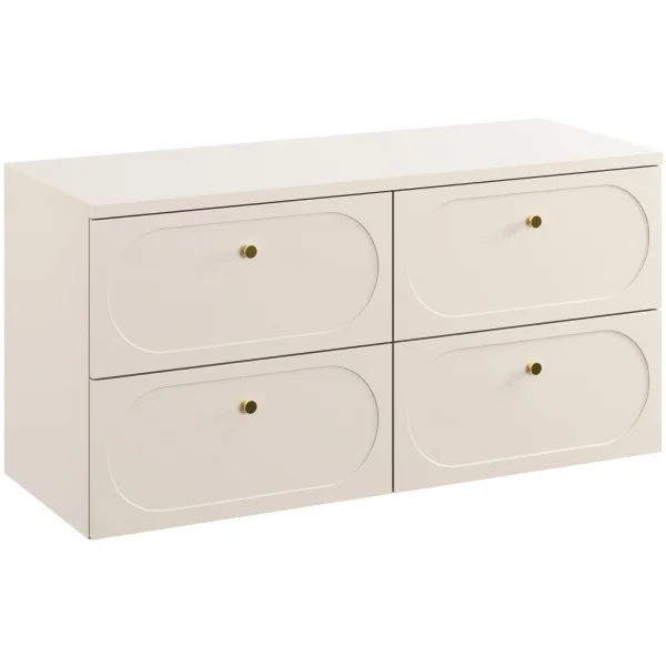 Mobile bagno sospeso 120cm fresato 4 cassetti beige Sand