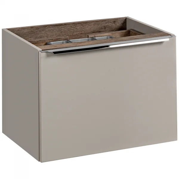 Mobile bagno sospeso 130cm con lavabo, mobile specchio, colonna e vani grigio quercia Serif