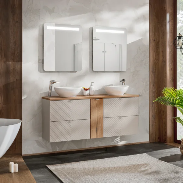 Mobile bagno sospeso 140cm 4 cassetti beige cashmere Neutry
