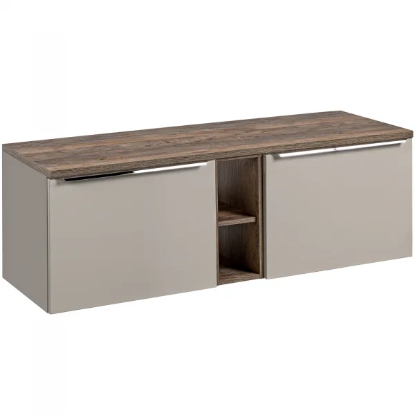 Mobile bagno sospeso 140cm 4 cassetti e 2 vani grigio quercia Serif