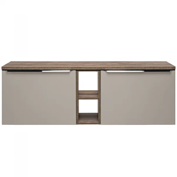 Mobile bagno sospeso 140cm 4 cassetti e 2 vani grigio quercia Serif