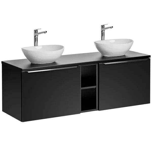 Mobile bagno sospeso 140cm 4 cassetti e 2 vani nero Serif