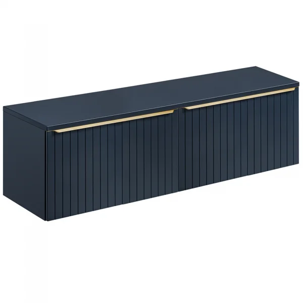 Mobile bagno sospeso 160cm 4 cassetti fresato blu Serif