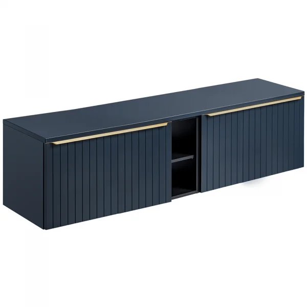 Mobile bagno sospeso 180cm 4 cassetti fresato blu Serif