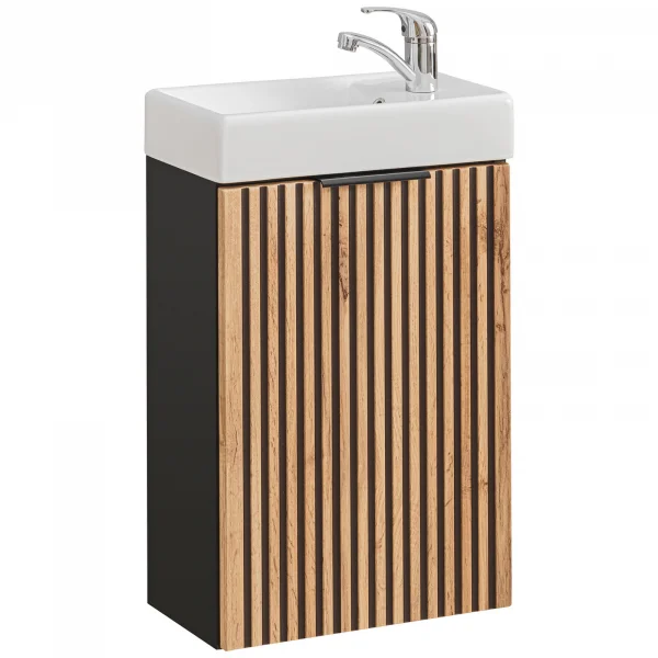 Mobile bagno sospeso 40cm cm con lavabo quercia antracite Limpid