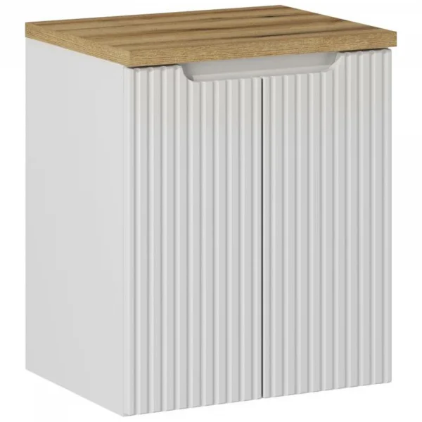 Mobile bagno sospeso 50cm cannettato 2 ante bianco rovere Cleany