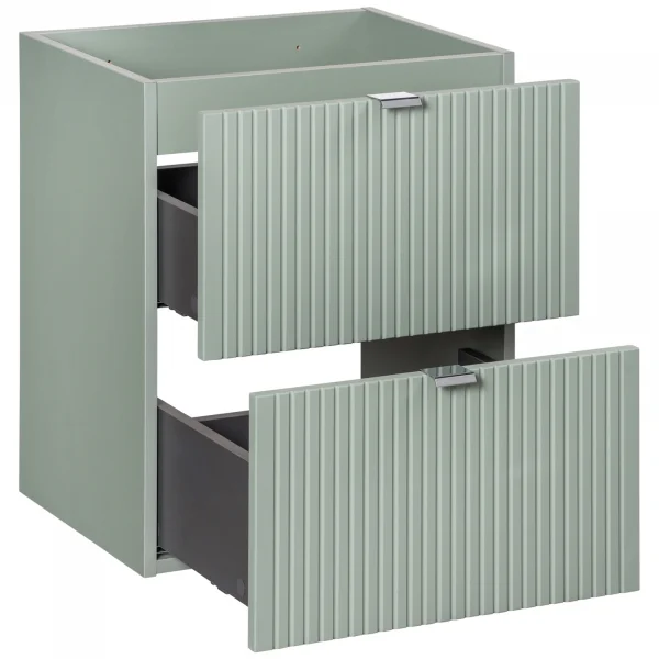 Mobile bagno sospeso 50cm cannettato 2 cassetti verde salvia rovere Greeny