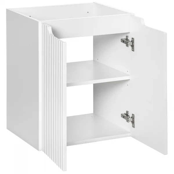 Mobile bagno sospeso 50cm cannettato con lavabo 2 ante bianco Cleany