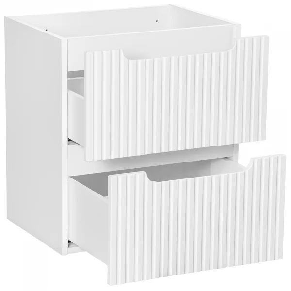 Mobile bagno sospeso 50cm cannettato con lavabo 2 cassetti bianco Cleany