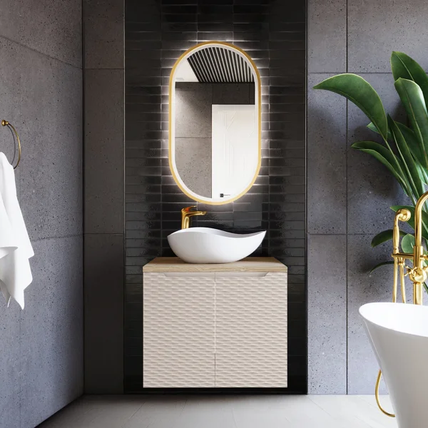 Mobile bagno sospeso 60cm 2 ante beige rovere Swim