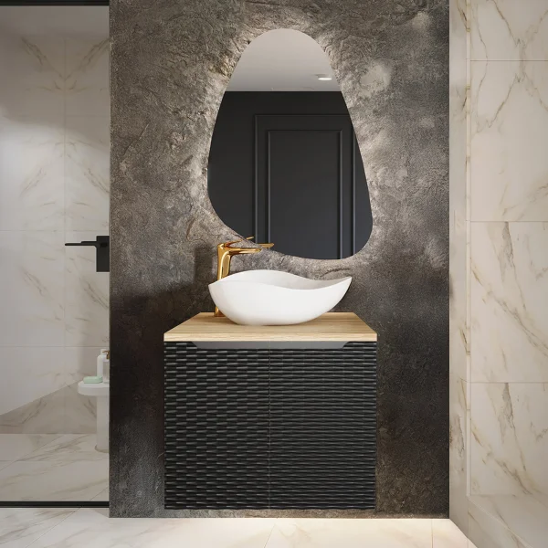Mobile bagno sospeso 60cm 2 ante nero rovere Swim