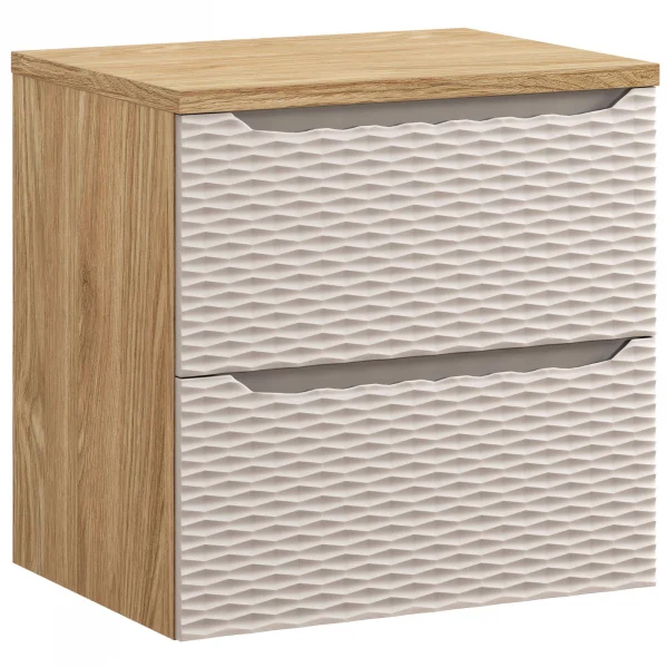 Mobile bagno sospeso 60cm 2 cassetti beige rovere Swim
